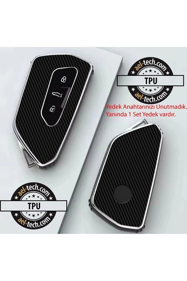 Cupra Models Key Compatible 5D Carbon Look Tpu Protective Cover Set of 2 2025