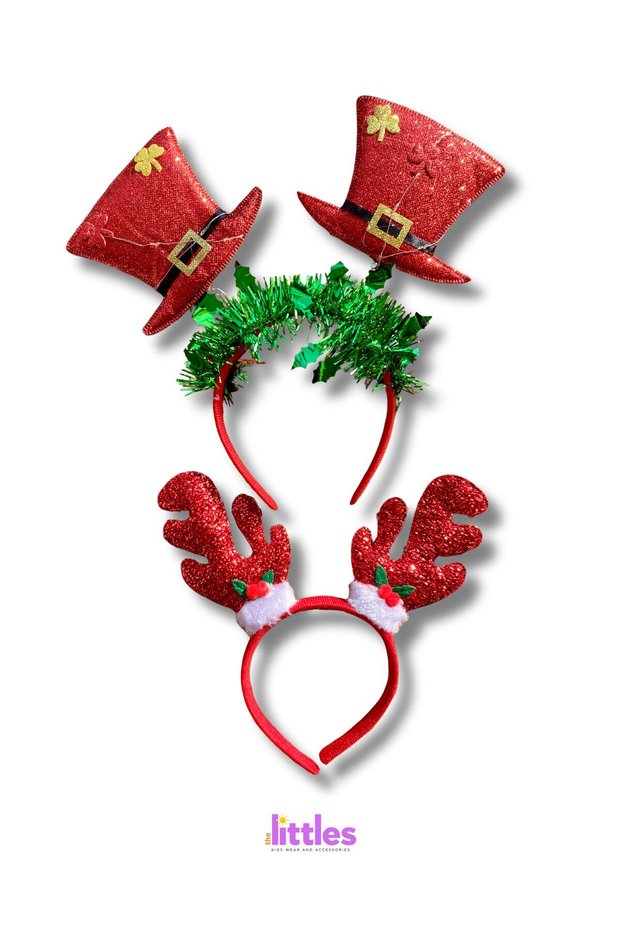 New Year's Concept Light-Up Three-Mode Hat-Shaped Shiny Green Crown and Antler Crown (2Pcs)