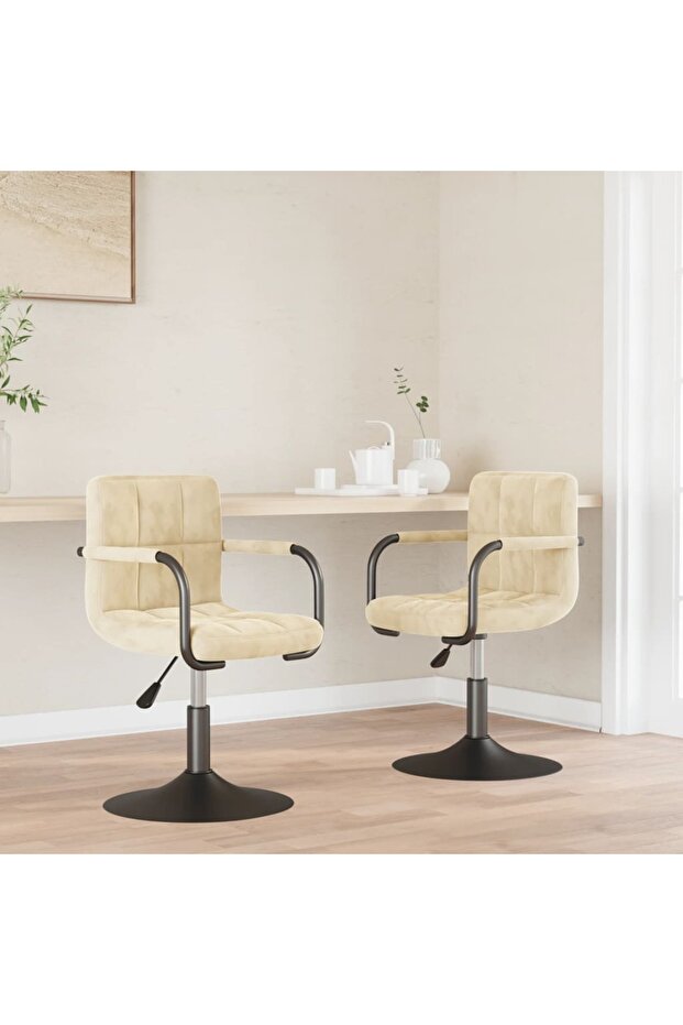 Swivel Dining Chairs 2 pcs Cream Velvet