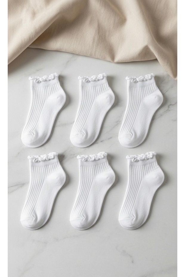 Set of 6 Ruffled Short Booties Women's Socks