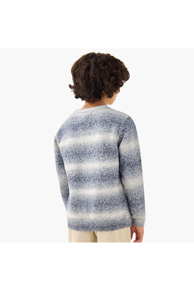 كنزة مخططة بأكمام طويلة - 3