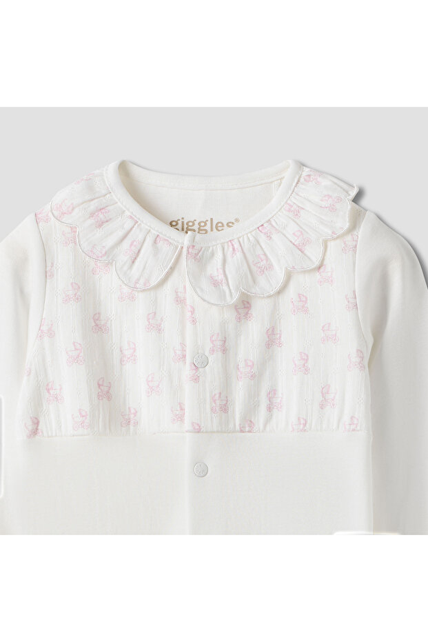 طقم نوم مطبوع بياقة وأزرار للإغلاق - 3