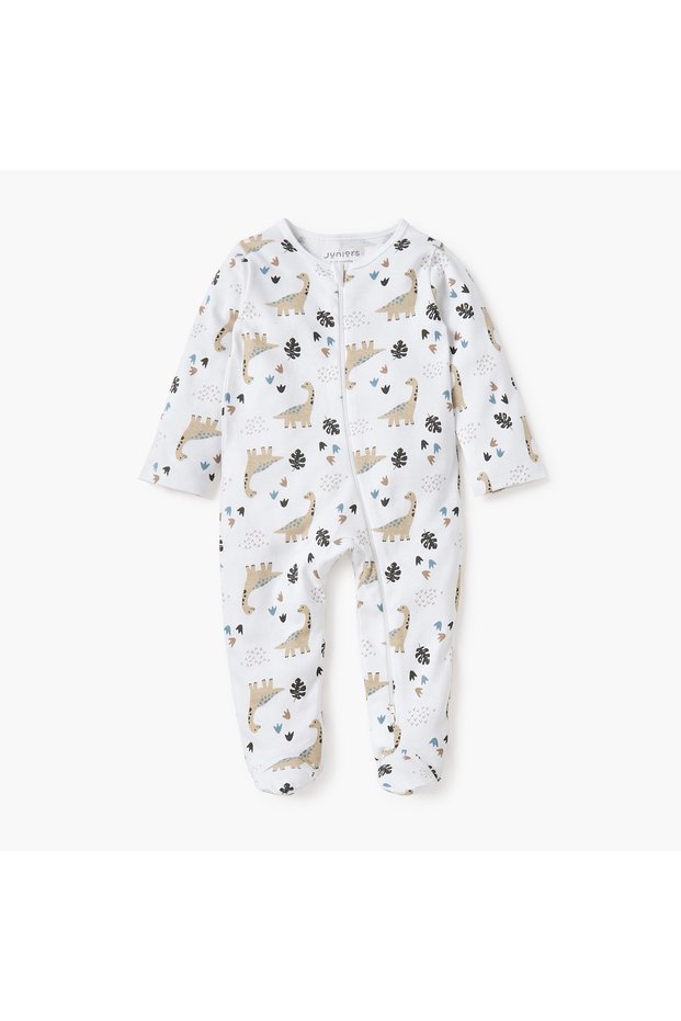 Dinosaur Print Sleepsuit with Zip Closure