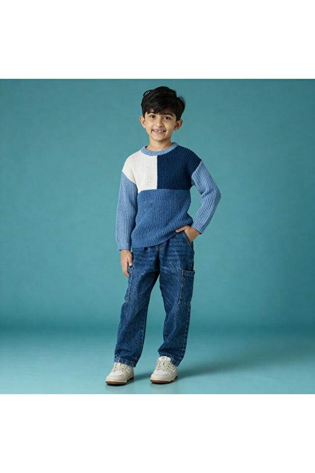 Colourblock Pullover with Long Sleeves - 2