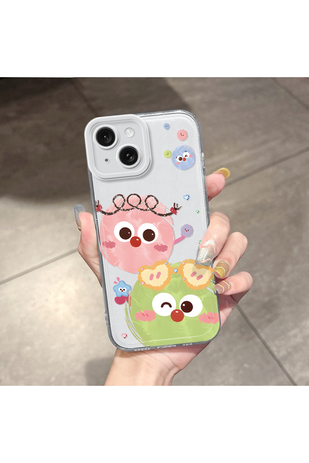 iPhone 15 Compatible Case Camera Protection Transparent Ultra Thin Silicone Cover Beautiful Pattern