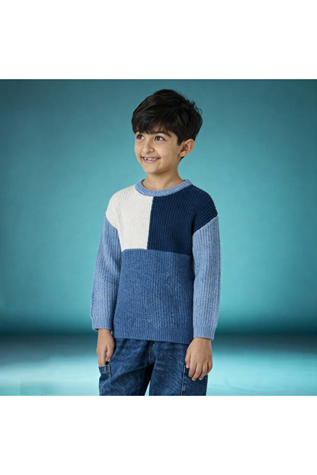 Colourblock Pullover with Long Sleeves - 1