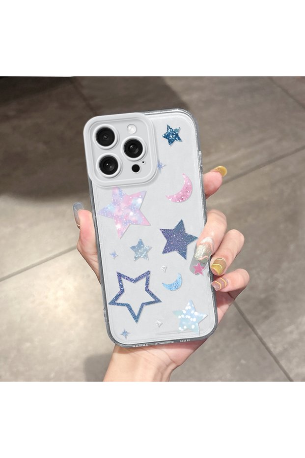 iPhone 15 Pro Max Compatible Case Camera Protected Transparent Ultra Thin Silicone Cover Star