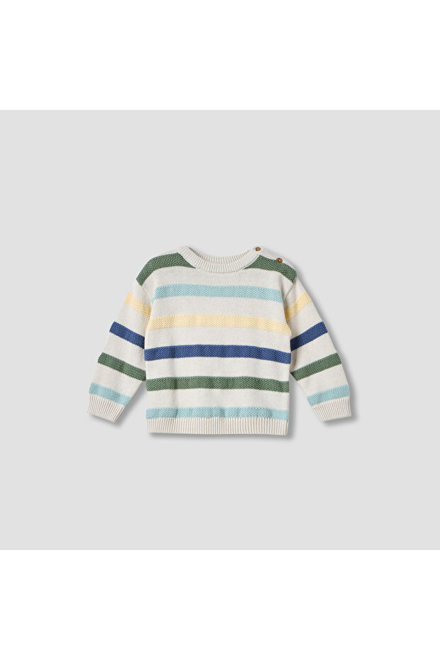 كنزة مخططة بأكمام طويلة - 2