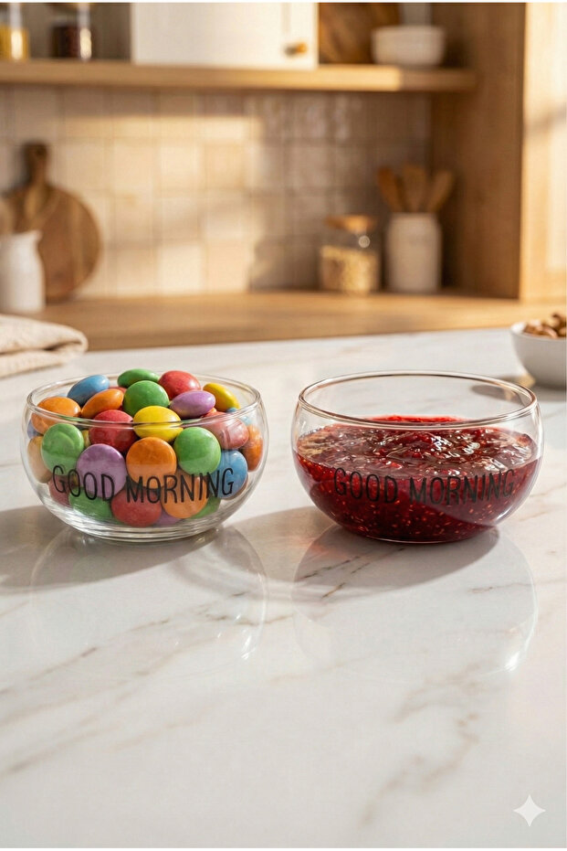 Borosilicate 2-Piece Round Snack Bowl Glass Bowl Set Kw-703