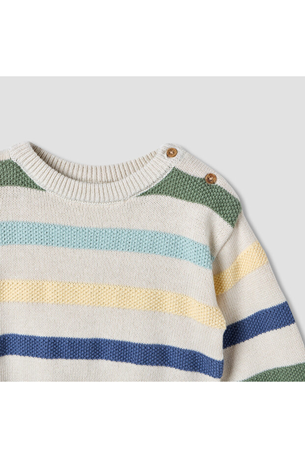 كنزة مخططة بأكمام طويلة - 4