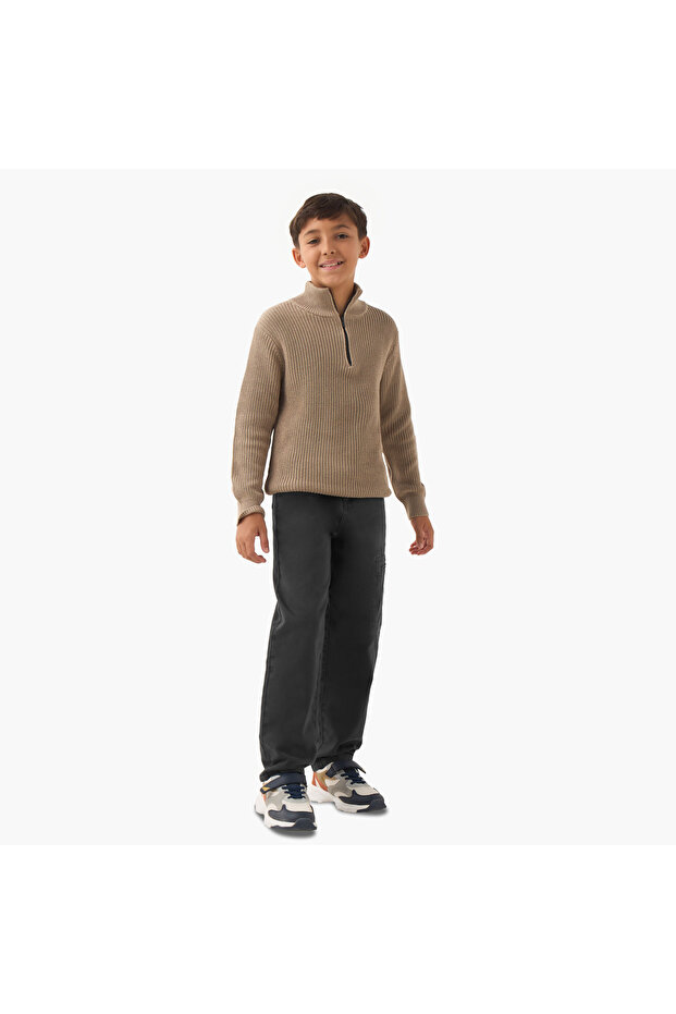 High Neck Pullover with Long Sleeves - 2