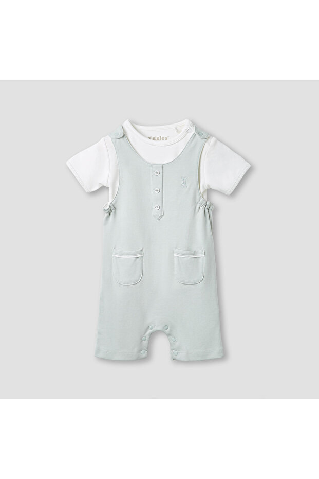 Solid T-shirt and Dungaree Set