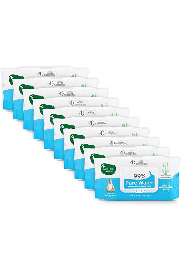 99% Pure Water Baby Wipes 72 pcs/pack - Pack of 10 (Super Saver Pack)