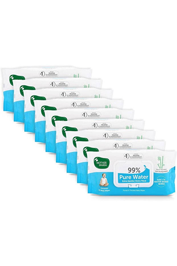 99% Pure Water Baby Wipes 72 pcs/pack - Pack of 9 (Super Saver Pack)