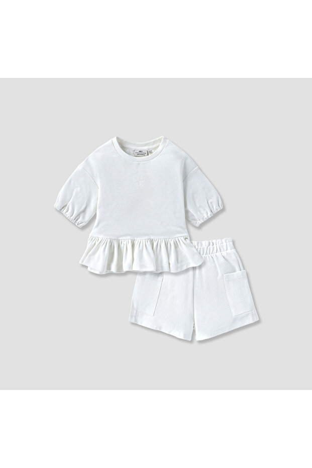 Textured Peplum Top and Shorts Set