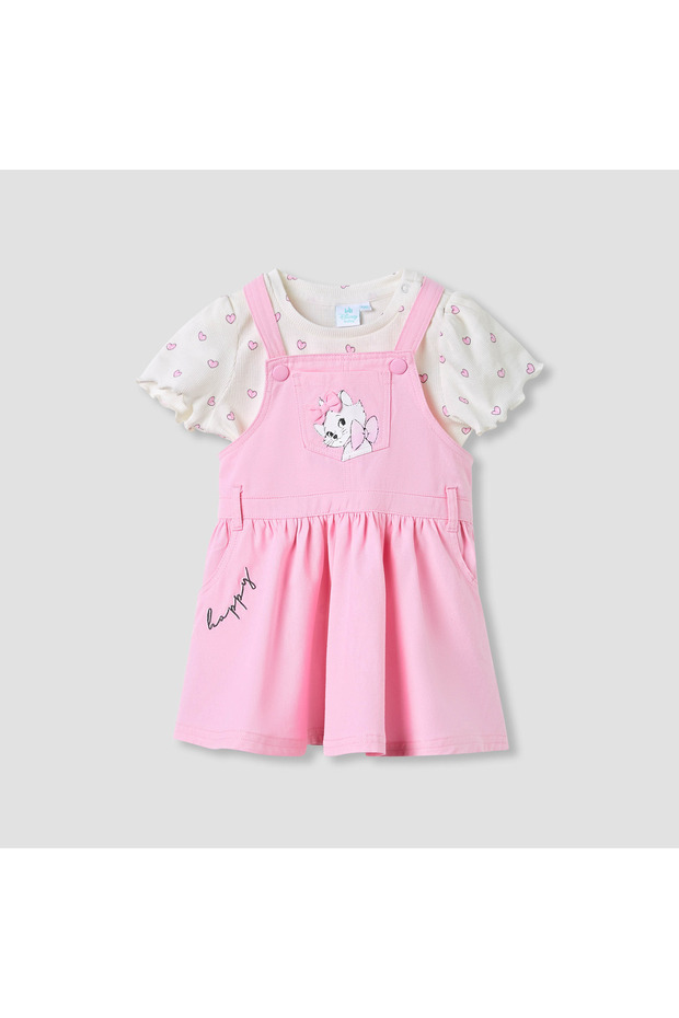 Marie Cat Pinafore Dress and Printed Top Set