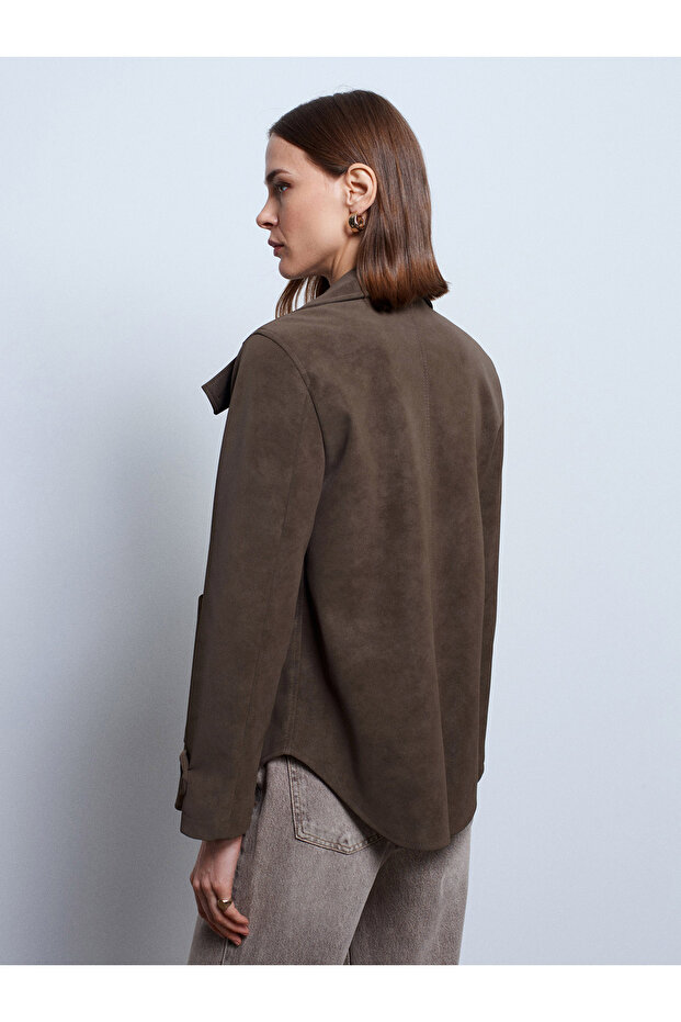 60778 سترة من جلد الغزال - كاكي - 3