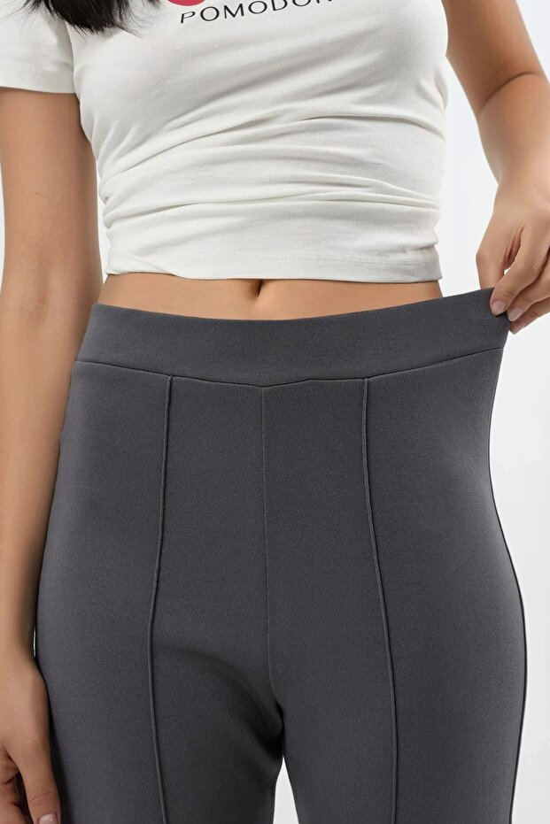 Modal Dokulu İspanyol Paça Pantolon - 6