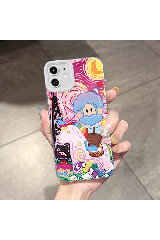 حافظة متوافقة مع هاتف iPhone 12، حماية للكاميرا، غطاء سيليكون شفاف فائق النحافة، نمط إبداعي - 1