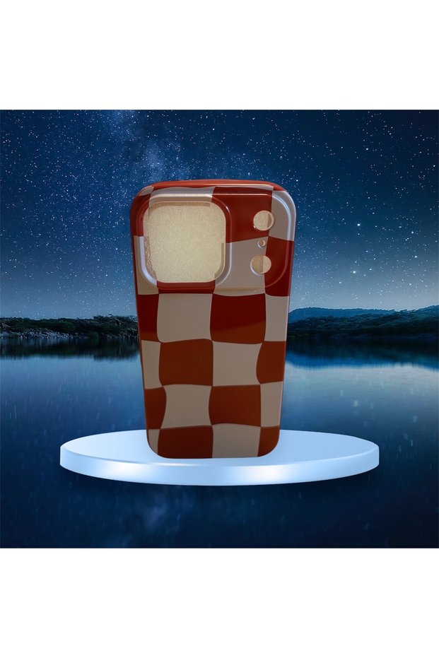 iPhone 17 Pro Max Compatible Checkerboard Patterned Silicone Case