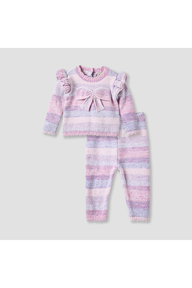 Bow Accent Sweater and Pants Set