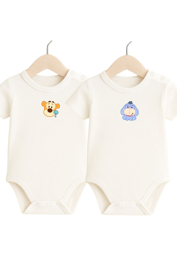 100% Cotton 2-Piece Bodysuit with Snap Fasteners on the Shoulders & Bodysuit