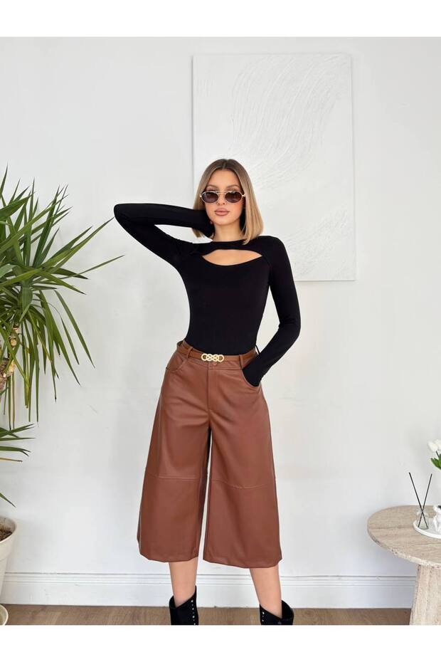 Deri Bermuda Şort - 1