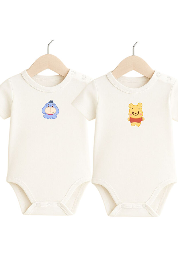 100% Cotton 2-Piece Bodysuit with Snap Fasteners on the Shoulders & Bodysuit