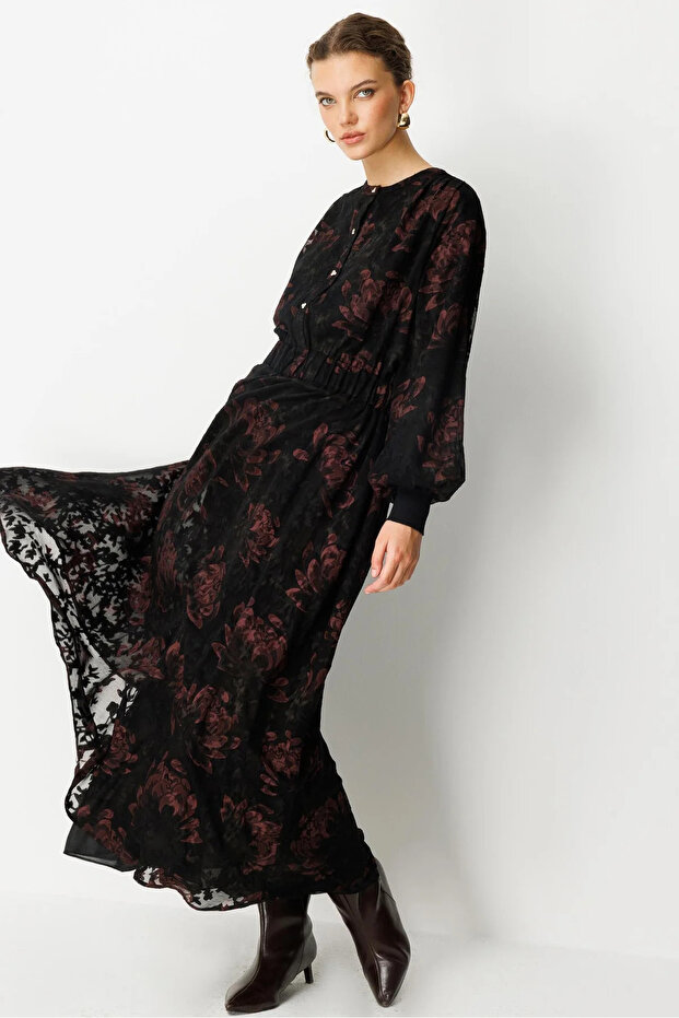 Ghisa Astarlı Şifon Elbise - 4