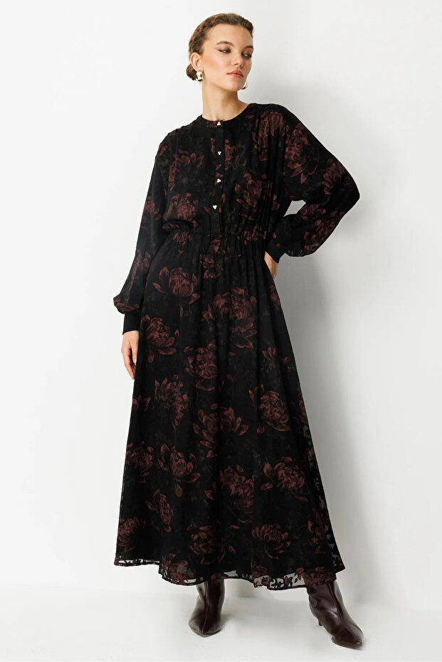 Ghisa Astarlı Şifon Elbise - 5