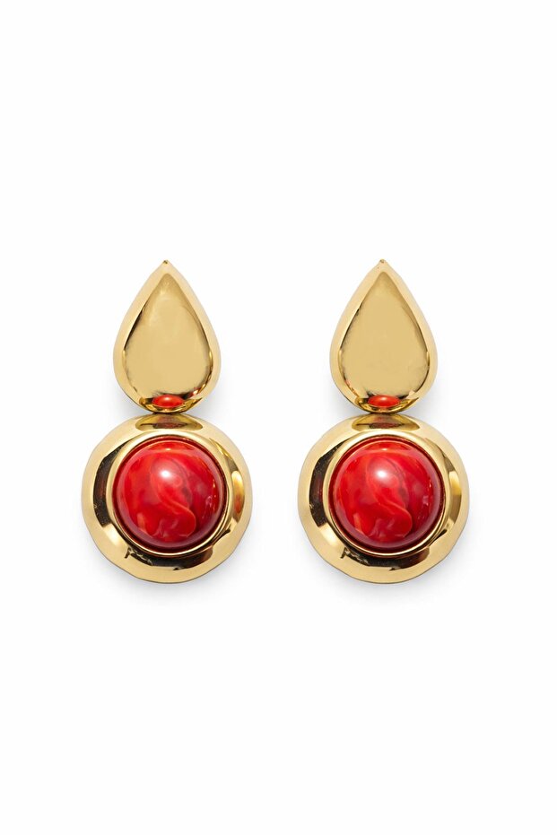 Ruby Glow Gold Küpe - 2