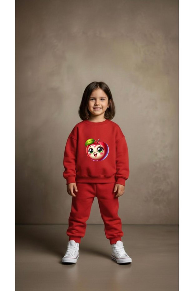 Team Sweatshirt Shiny Apple Printed Girls Boys Crew Neck3 4-5-6-7-8-9-10-11-12Years