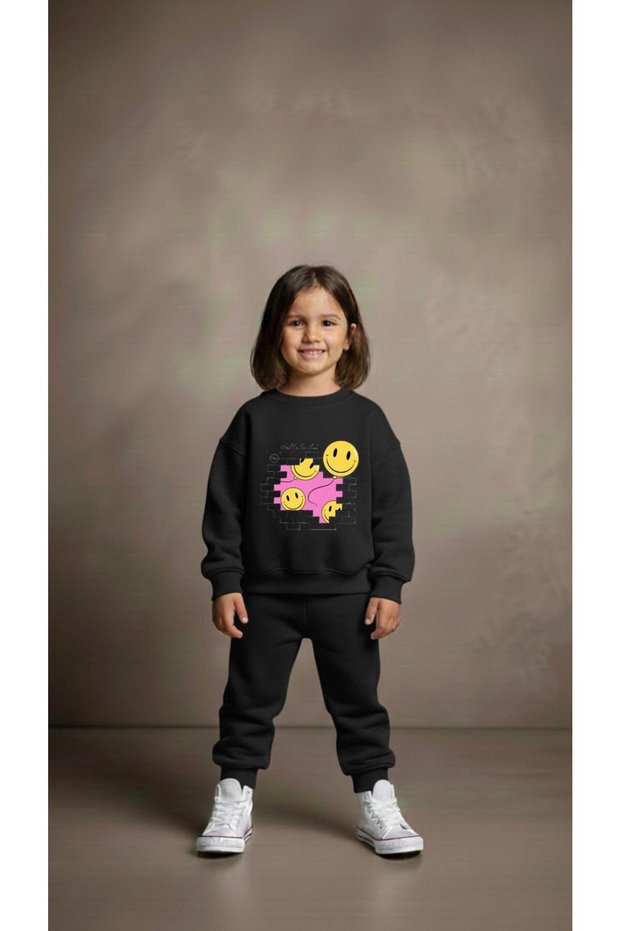 Team Sweatshirt Wall Emoji B Printed Girls Boys Crew Neck3 4-5-6-7-8-9-10-11-12Years