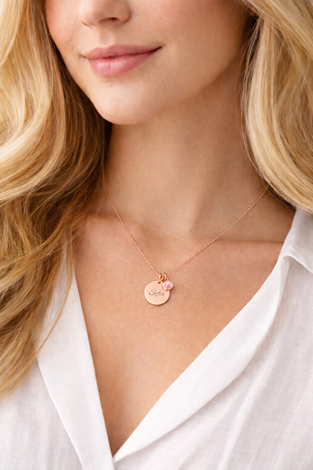 Disk İsimli veya Harf Gümüş Kolye - 3