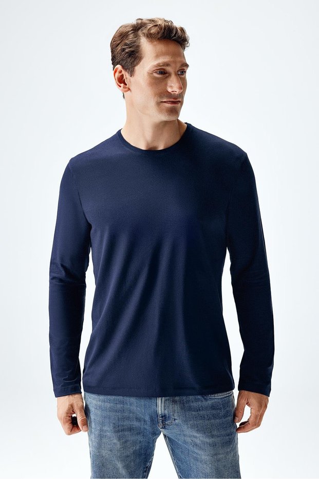 Men's long sleeve modal t-shirt navy blue