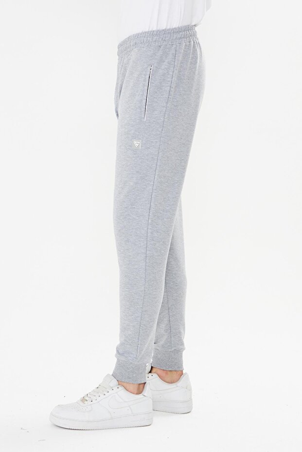 Men's Cotton Zippered Pocket Sweatpants Gray Melange 7819-G.M