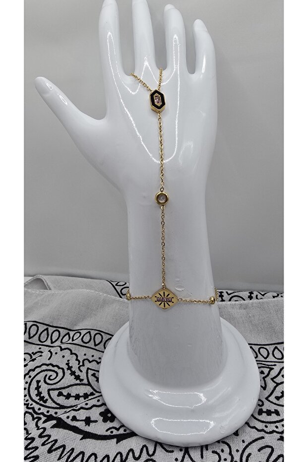 Stainless Steel Gold Color Zircon Stone Shahmeran
