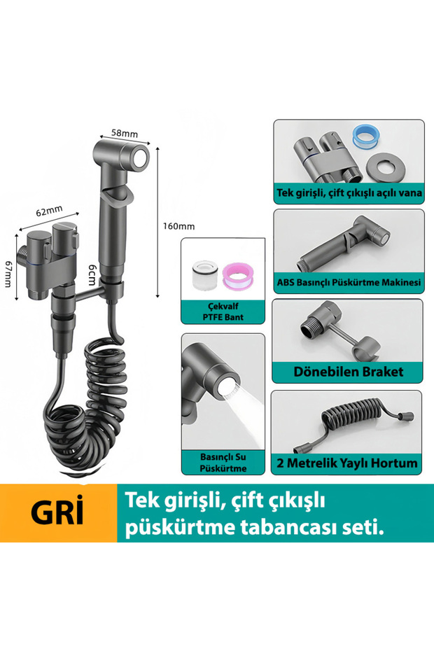 Spiral Bathroom Faucet Single Inlet Two Outlet, Gun Tap Angle Valve, High Pressure Household