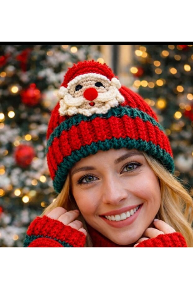 Megahan boutıque lNoel babali kirmizi bere yesıl .kırmızı bere. - 1