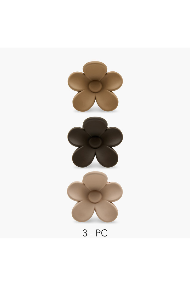 Pack of 3 Floral Hair Clamp with Matte Finish