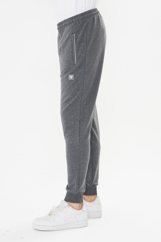 Men's Cotton Zippered Pocket Sweatpants Anthracite Melange 7819-A.M