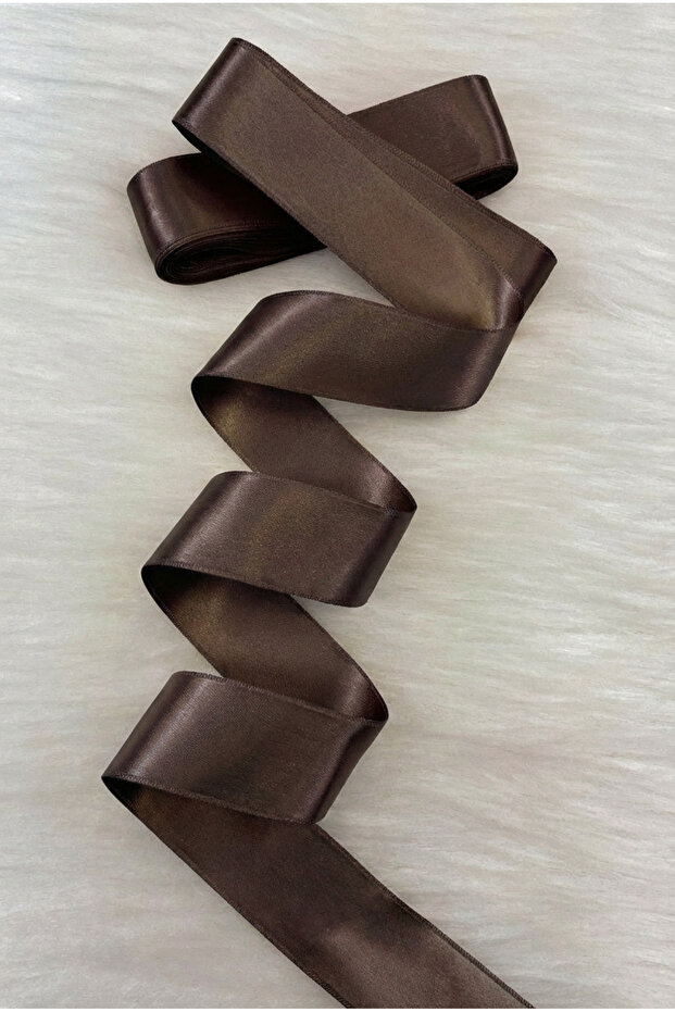 4 cm Brown Double-Sided Satin Ribbon 10 Meters, Dowry Special Occasion Gift Wedding Decoration