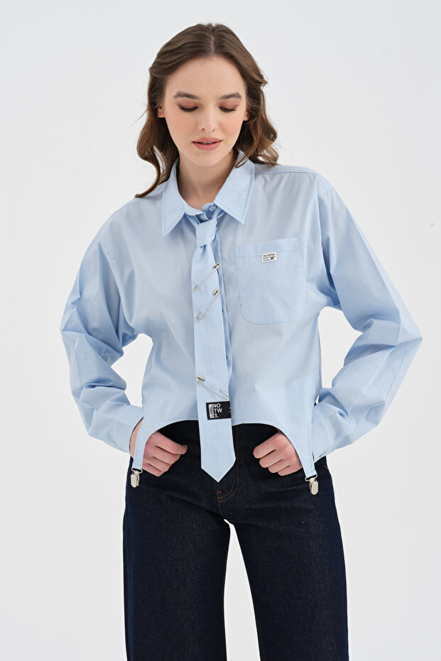 Women's Special Design Shirt with Tie Detail