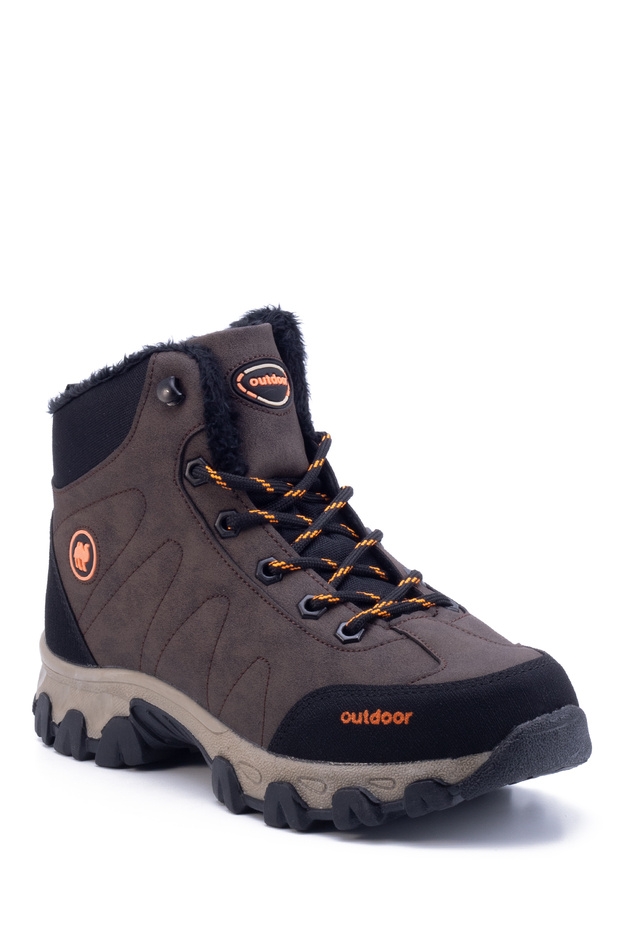 Brown Unisex Outdoor Boots Long Boots Shoes Winter Durable Non-Slip Sole Lace-Up 4054U