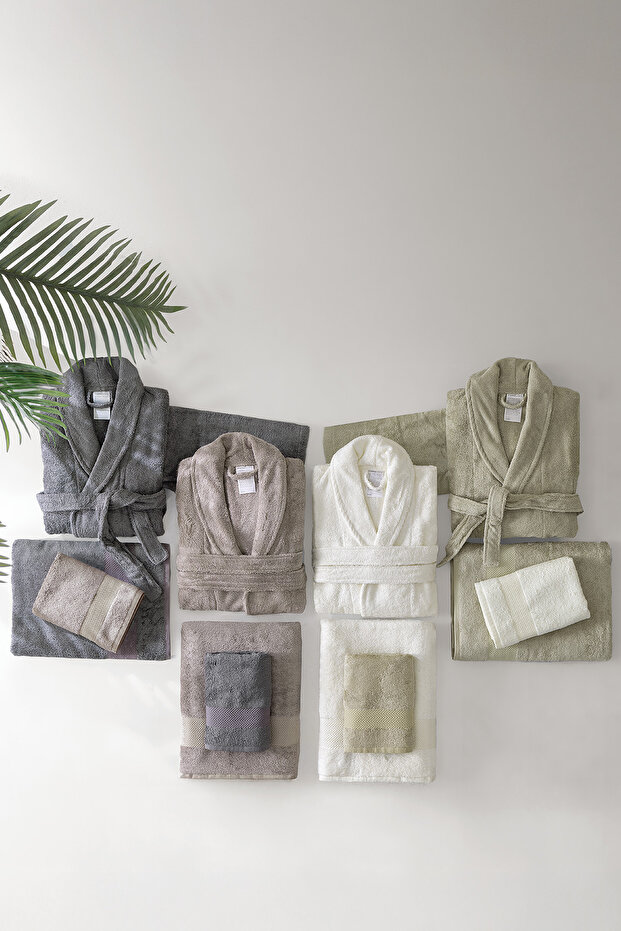 Esna Bathrobe, 60% Cotton - 40% Bamboo - Ecru - 3