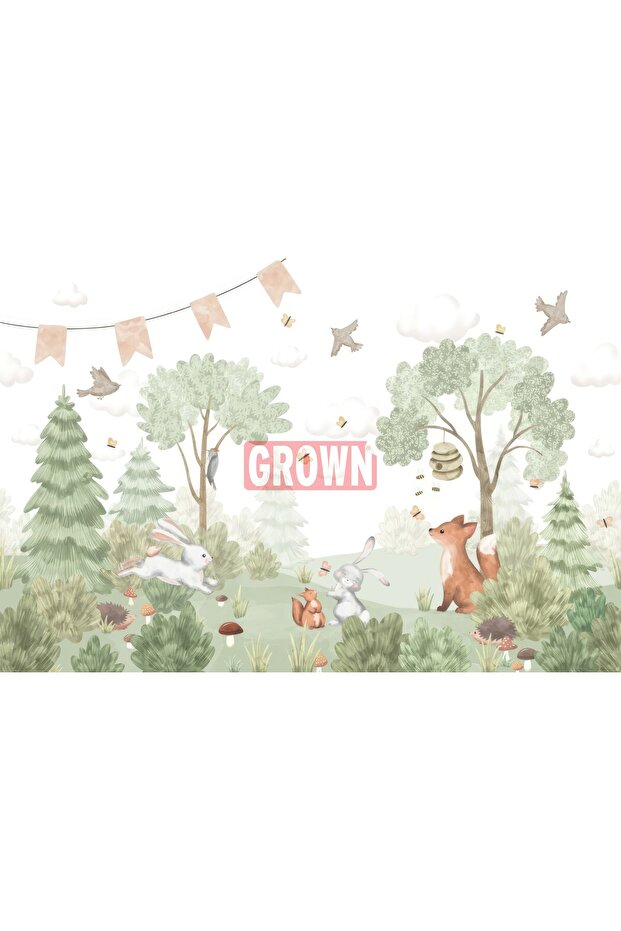 Sevimli Hayvanlar Ormanı Çocuk Duvar Kağıdı - 2