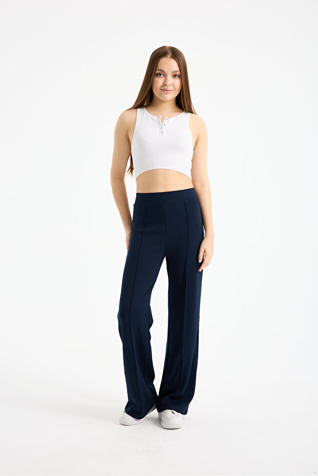 Modal Trackpants with Front Seam - Draped Texture and Stretchy Fabric - 2298