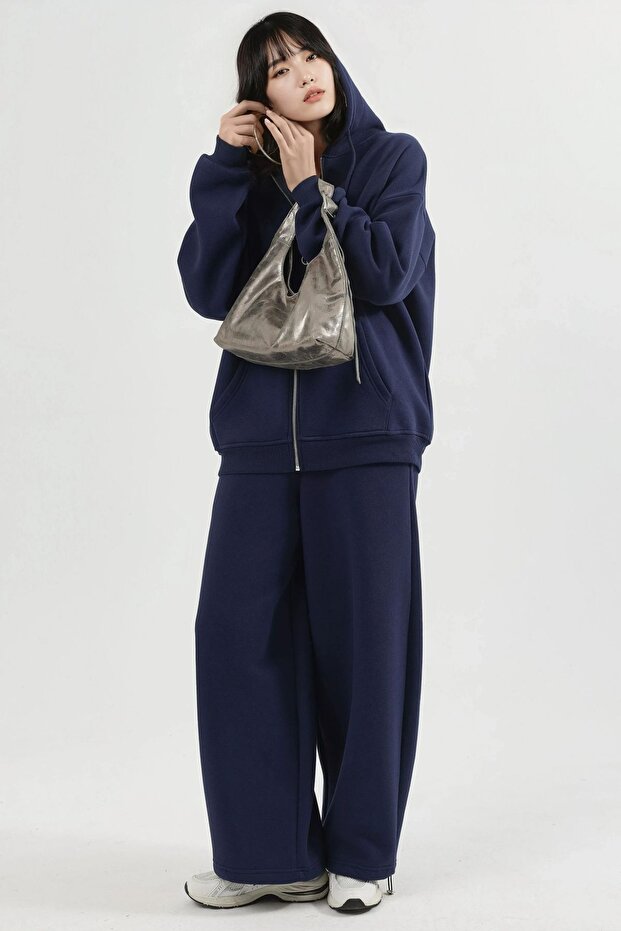 BUSEM Oversize Kapüşonlu Fermuarlı Ceket - 4