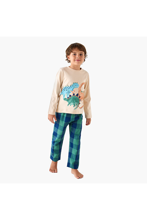 Dinosaur Print T-shirt and Pyjama Set