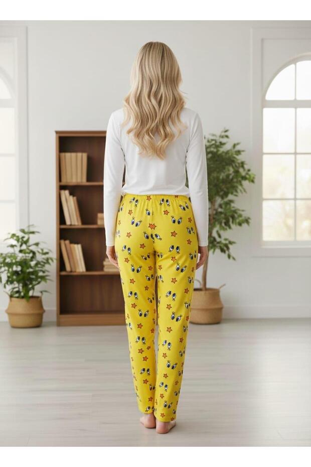 سروال نسائي من جلد الغزال المزخرف ذو قاع واحد - 3